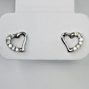 *4/$20* Silver tone and crystal heart-shaped stud earrings